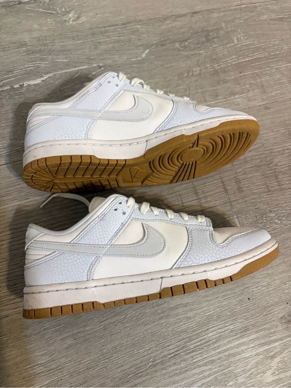 Retro Nike Dunks Men’s Low-Top Sneakers - White with Light Blue Outsole